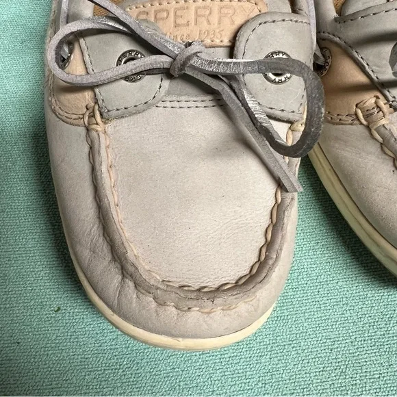 Sperry angelfish 1 eyegray and silver boat shoe side netting easy slip on style - Picture 10 of 10